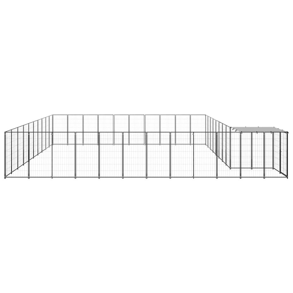 Dog Kennel Black 31.46 m² Steel