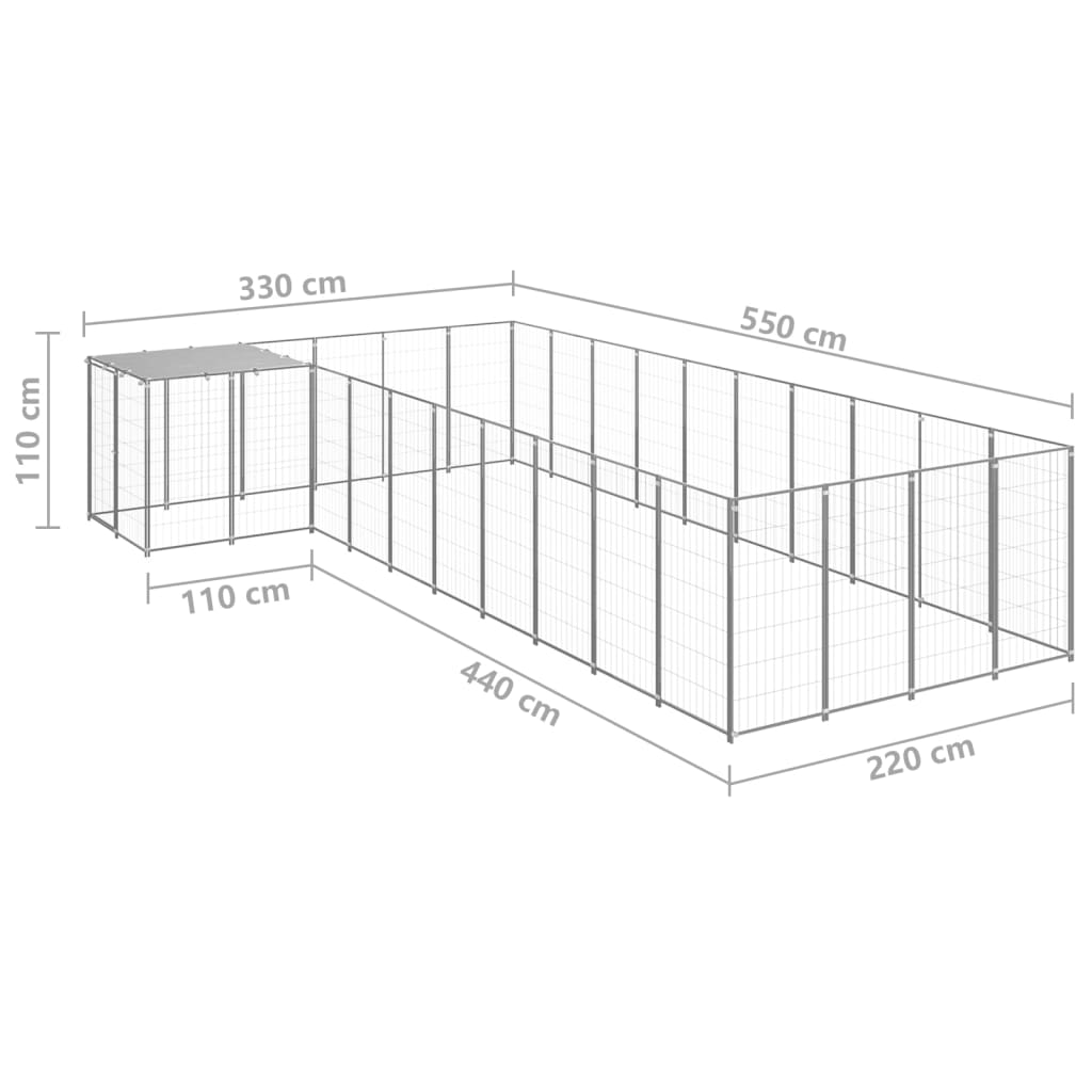 Dog Kennel Silver 13.31 m² Steel