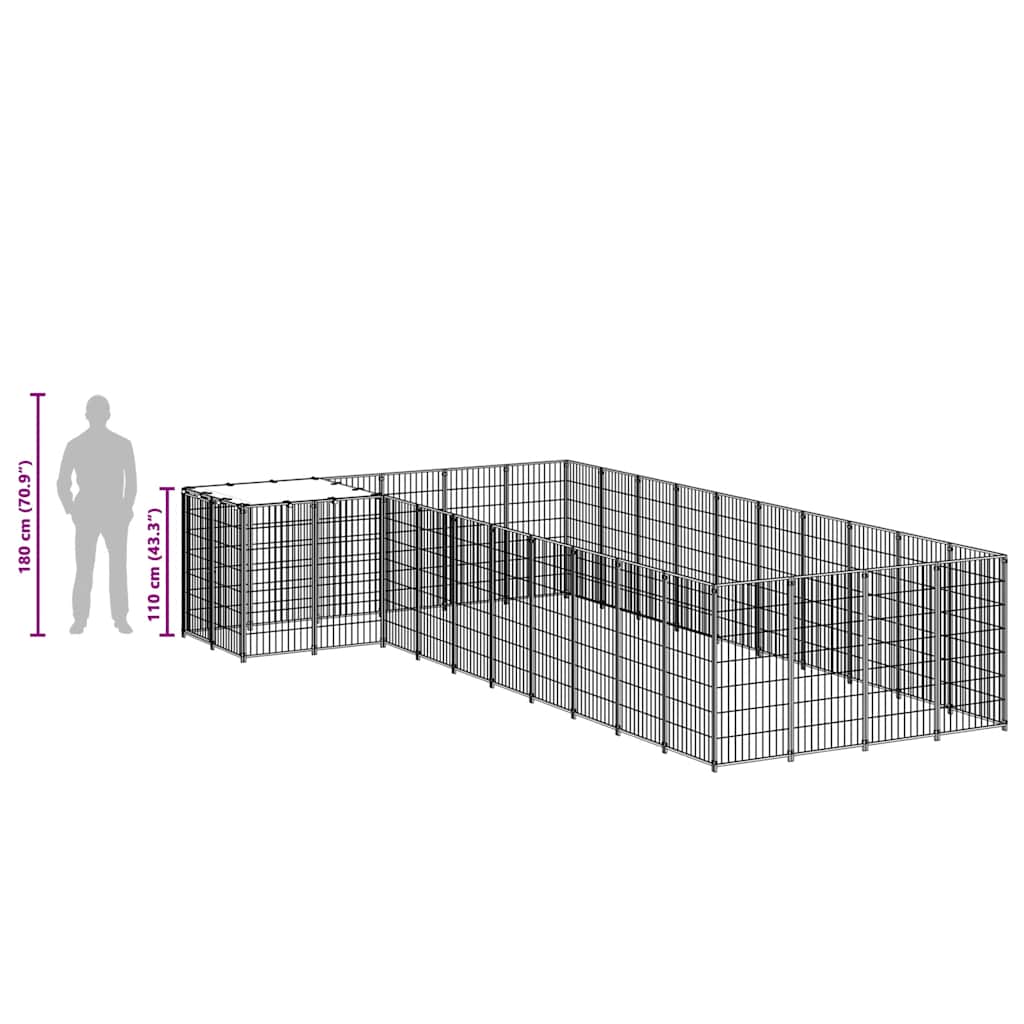 Dog Kennel Silver 13.31 m² Steel
