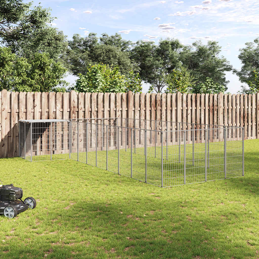 Dog Kennel Silver 13.31 m² Steel