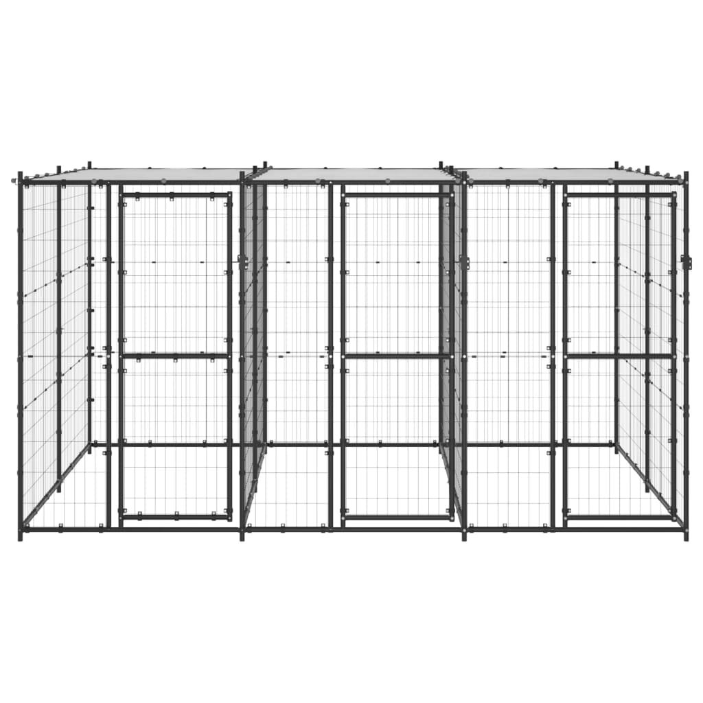 Outdoor Dog Kennel Steel with Roof 7.26 m²