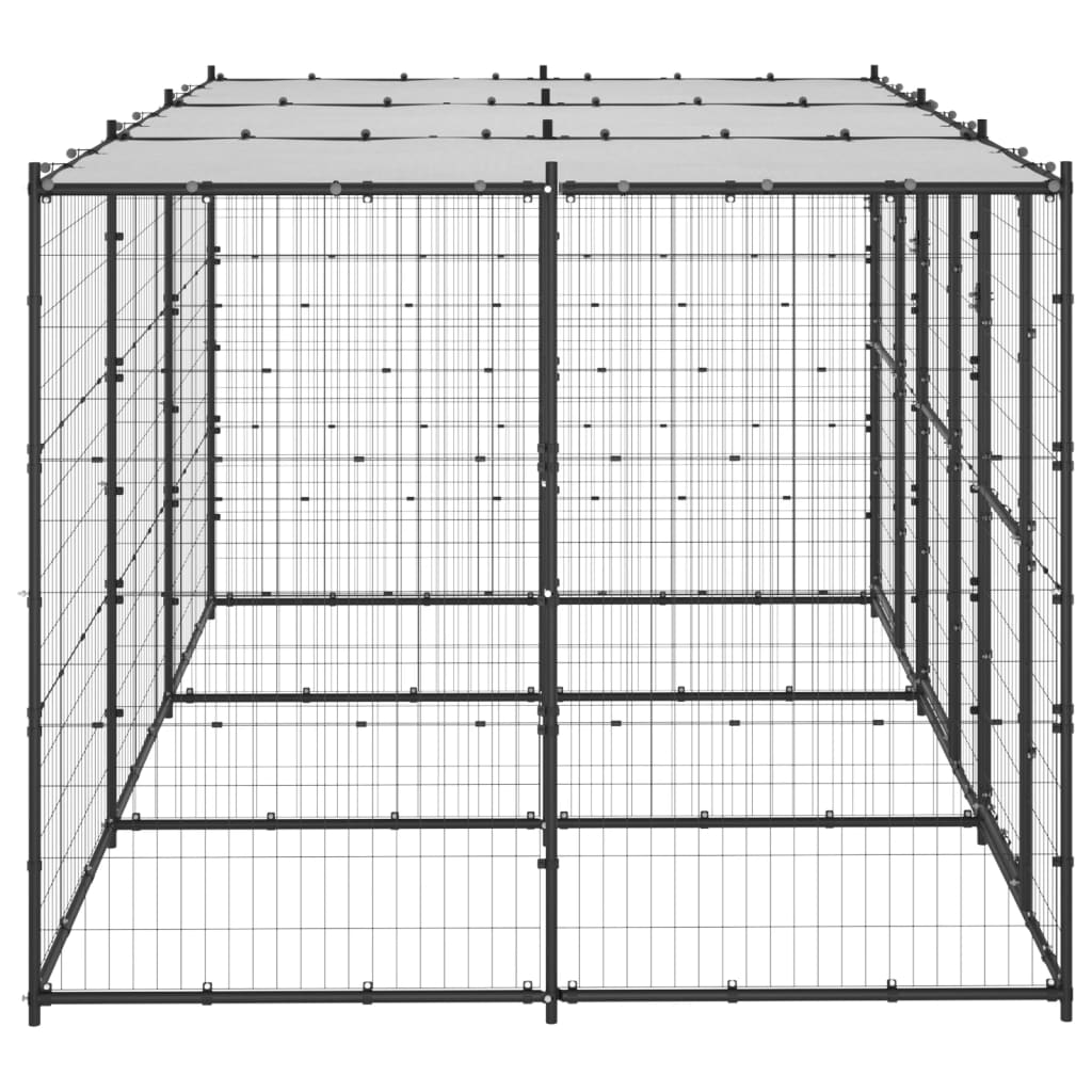 Outdoor Dog Kennel Steel with Roof 7.26 m²