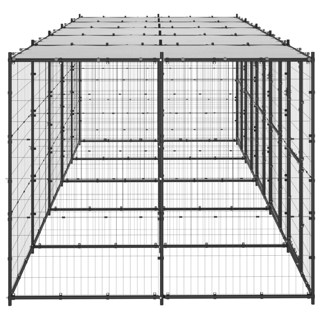 Outdoor Dog Kennel Steel with Roof 12.1 m²