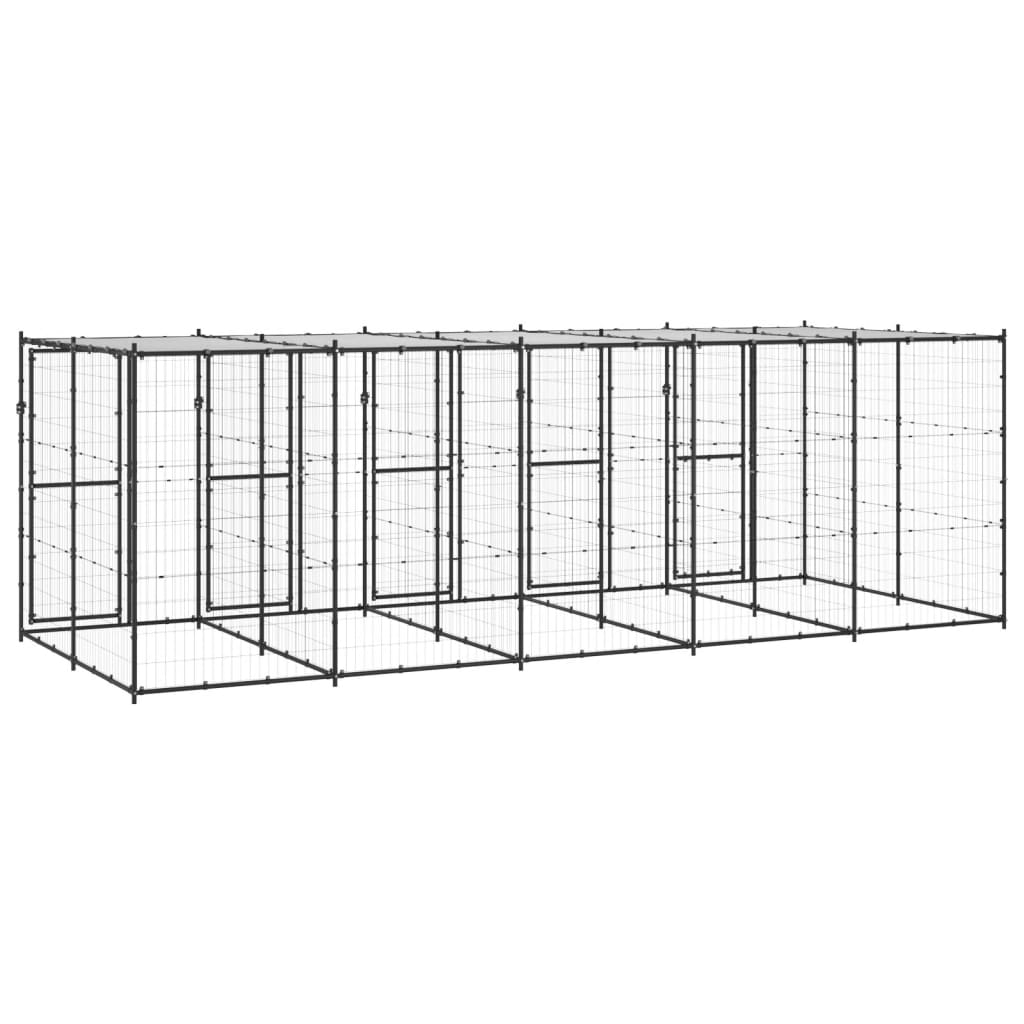 Outdoor Dog Kennel Steel with Roof 12.1 m²