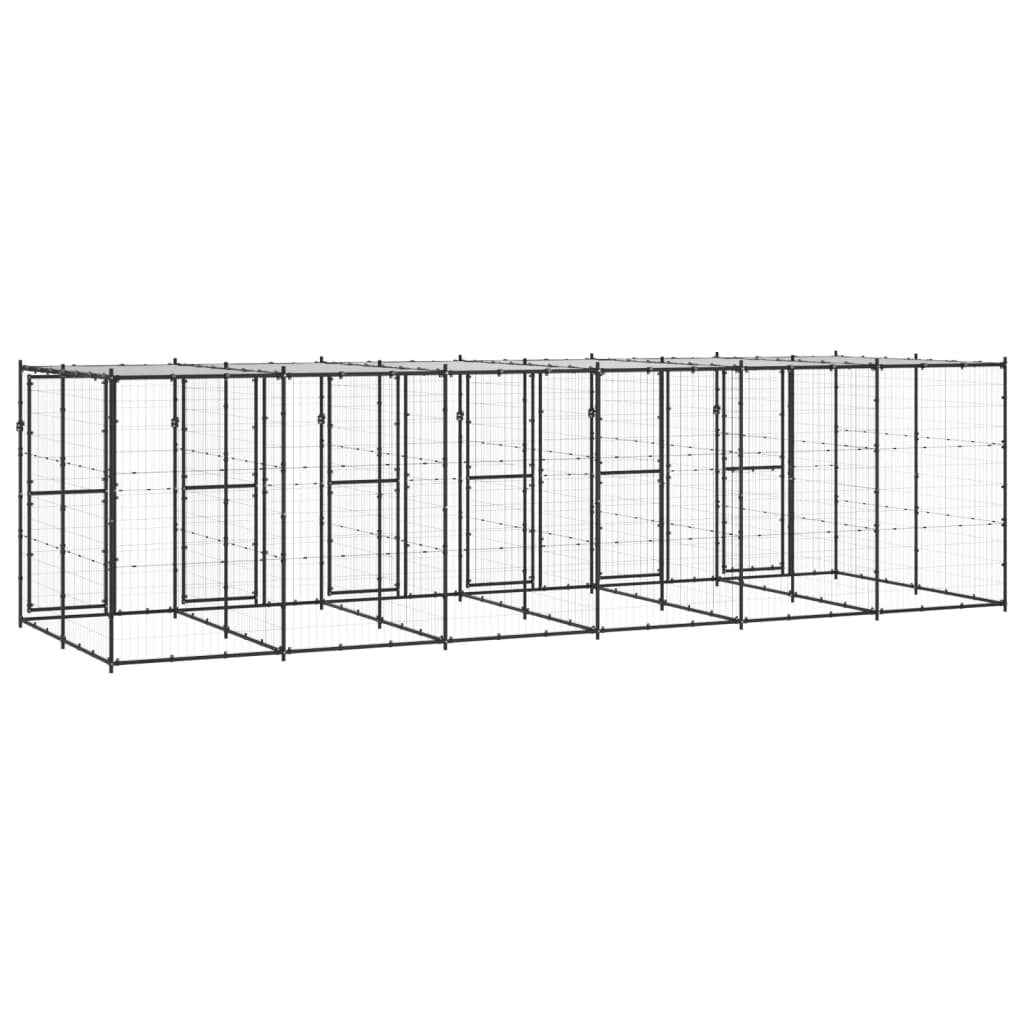 Outdoor Dog Kennel Steel with Roof 14.52 m²