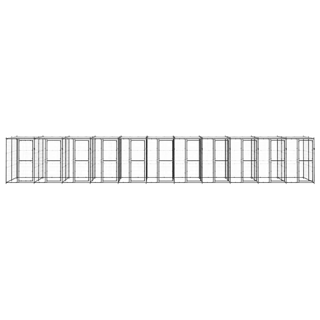 Outdoor Dog Kennel Steel with Roof 26.62 m²