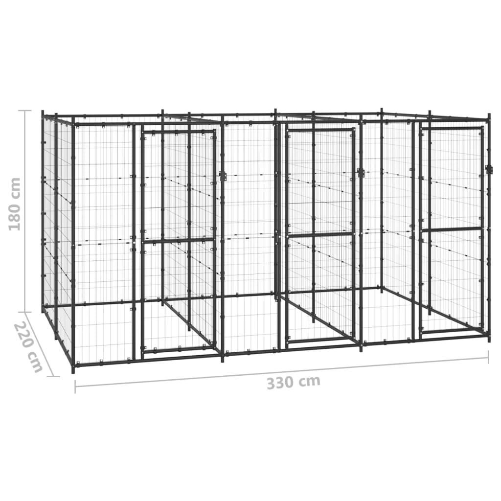 Outdoor Dog Kennel Steel 7.26 m²
