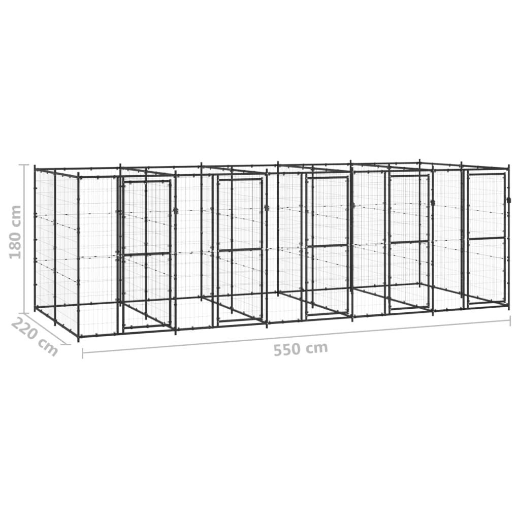 Outdoor Dog Kennel Steel 12.1 m²