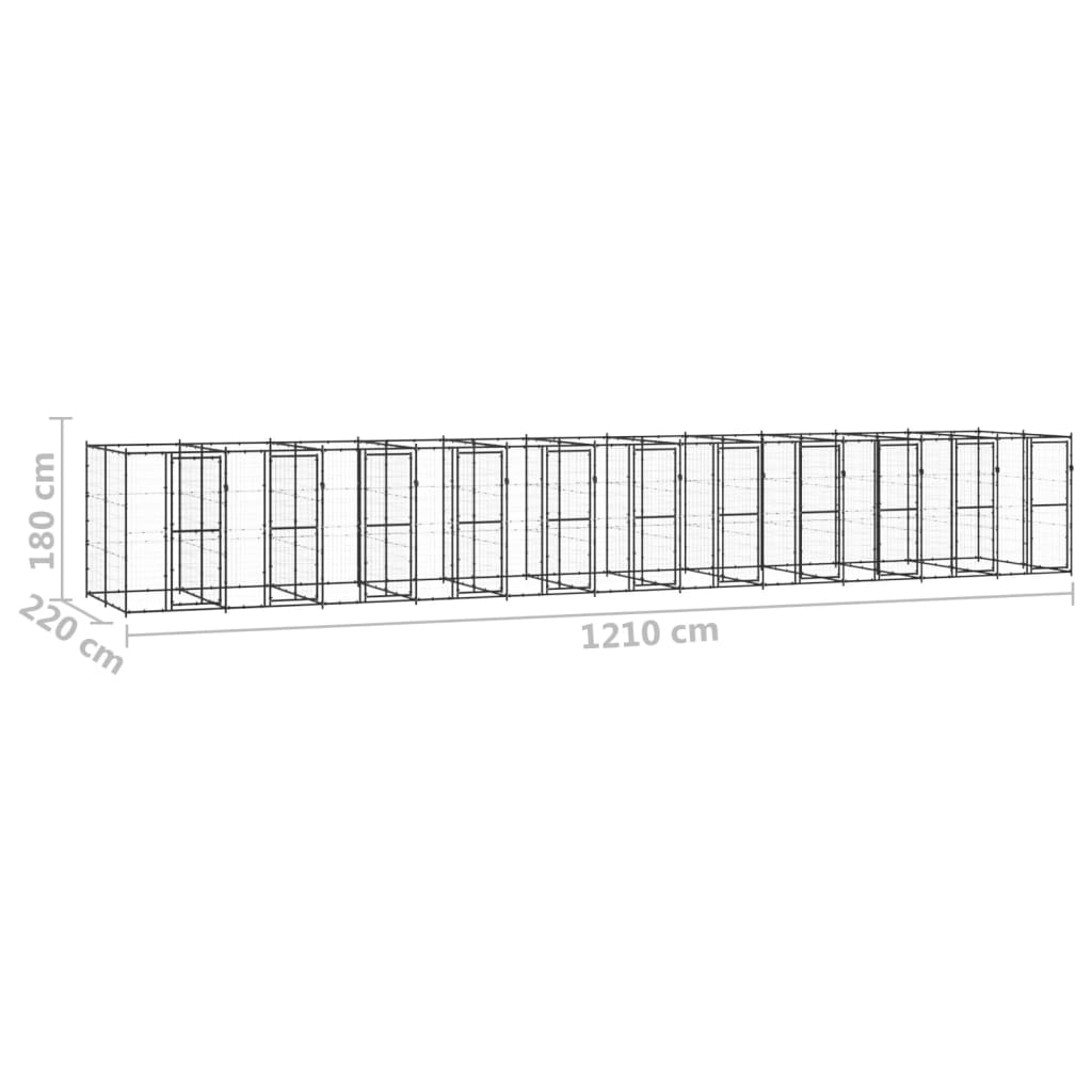 Outdoor Dog Kennel Steel 26.62 m²