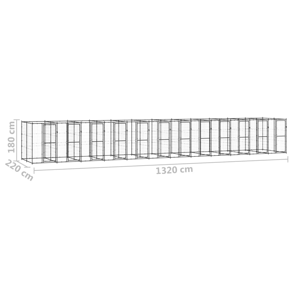 Outdoor Dog Kennel Steel 29.04 m²