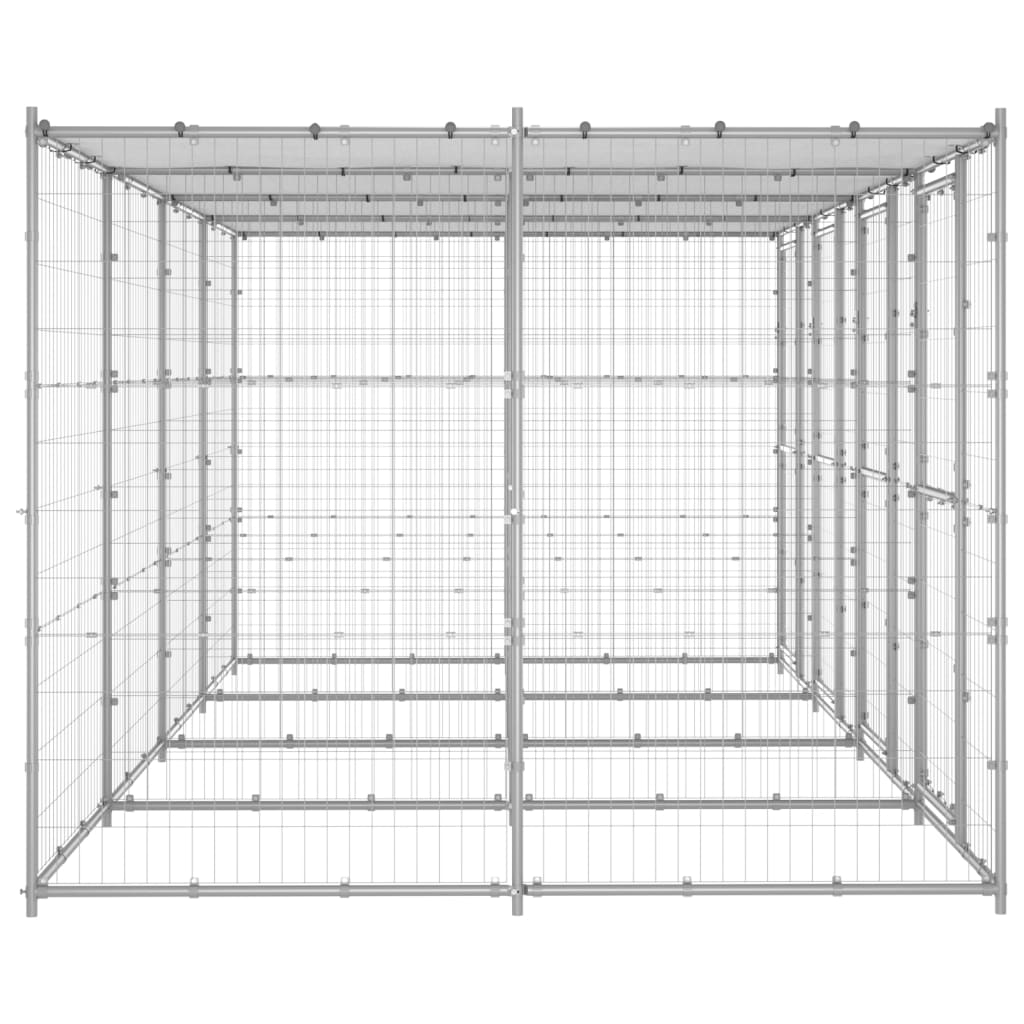 Outdoor Dog Kennel Galvanised Steel with Roof 9.68 m²