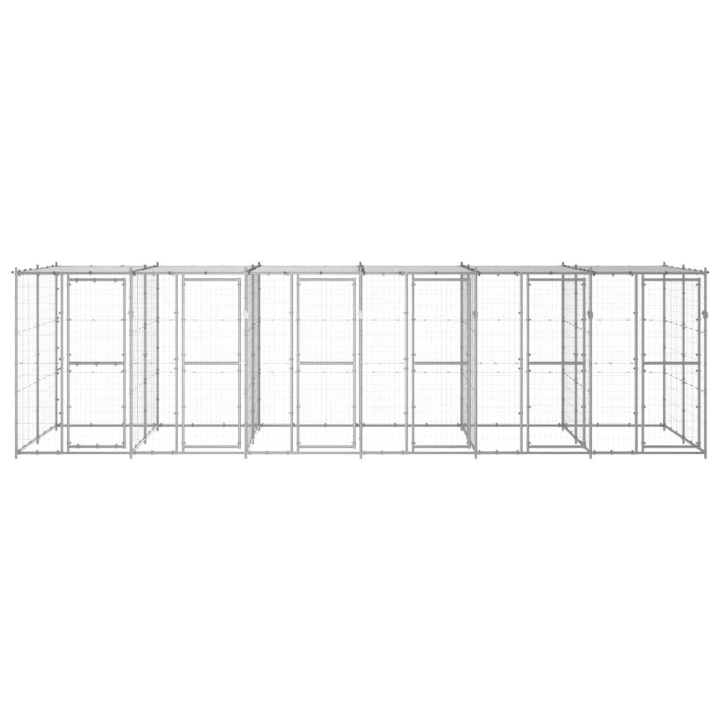 Outdoor Dog Kennel Galvanised Steel with Roof 14.52 m²