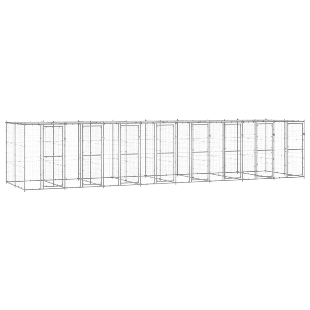 Outdoor Dog Kennel Galvanised Steel with Roof 19.36 m²