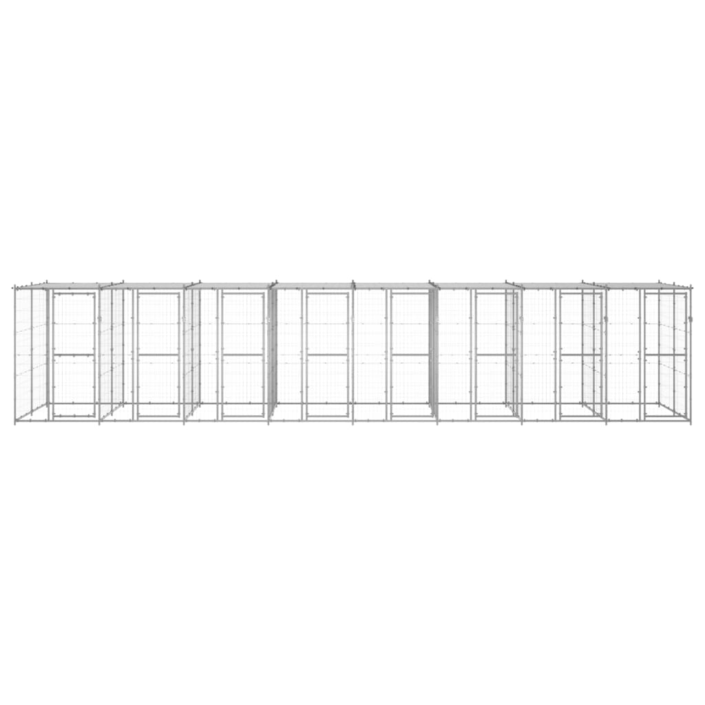 Outdoor Dog Kennel Galvanised Steel with Roof 19.36 m²