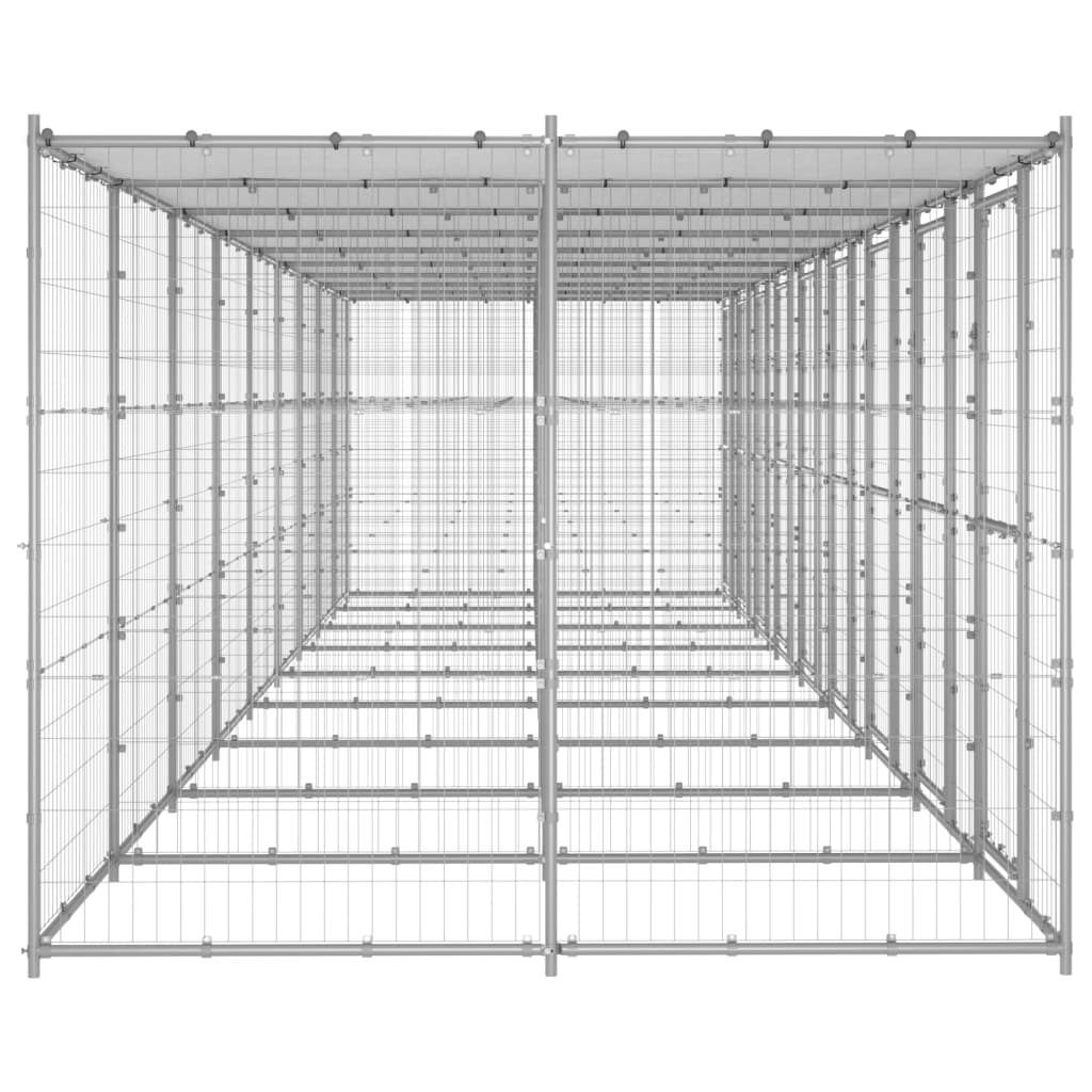 Outdoor Dog Kennel Galvanised Steel with Roof 21.78 m²