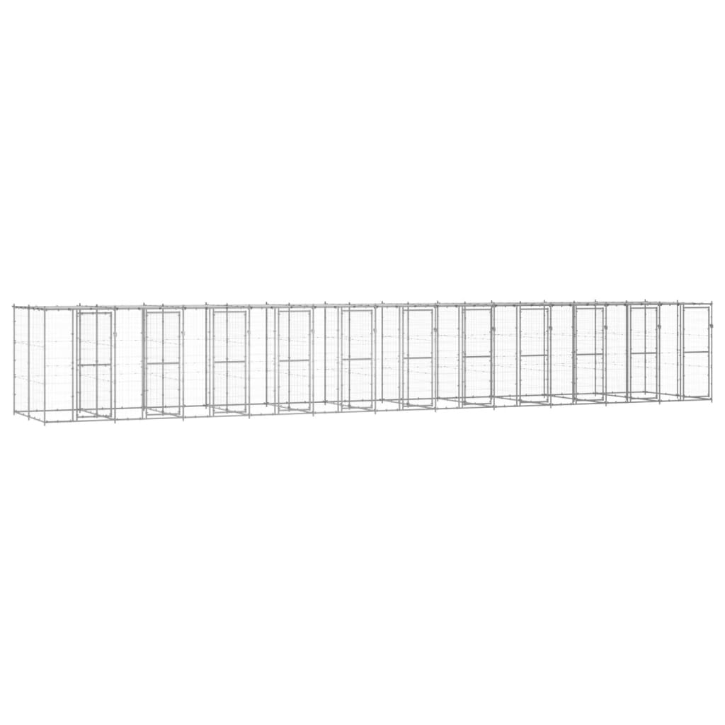 Outdoor Dog Kennel Galvanised Steel with Roof 26.62 m²