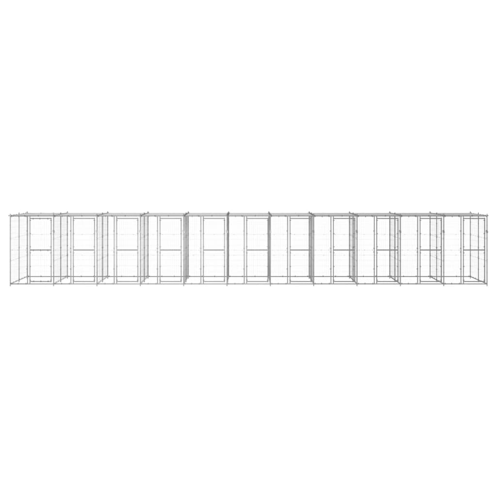Outdoor Dog Kennel Galvanised Steel with Roof 26.62 m²