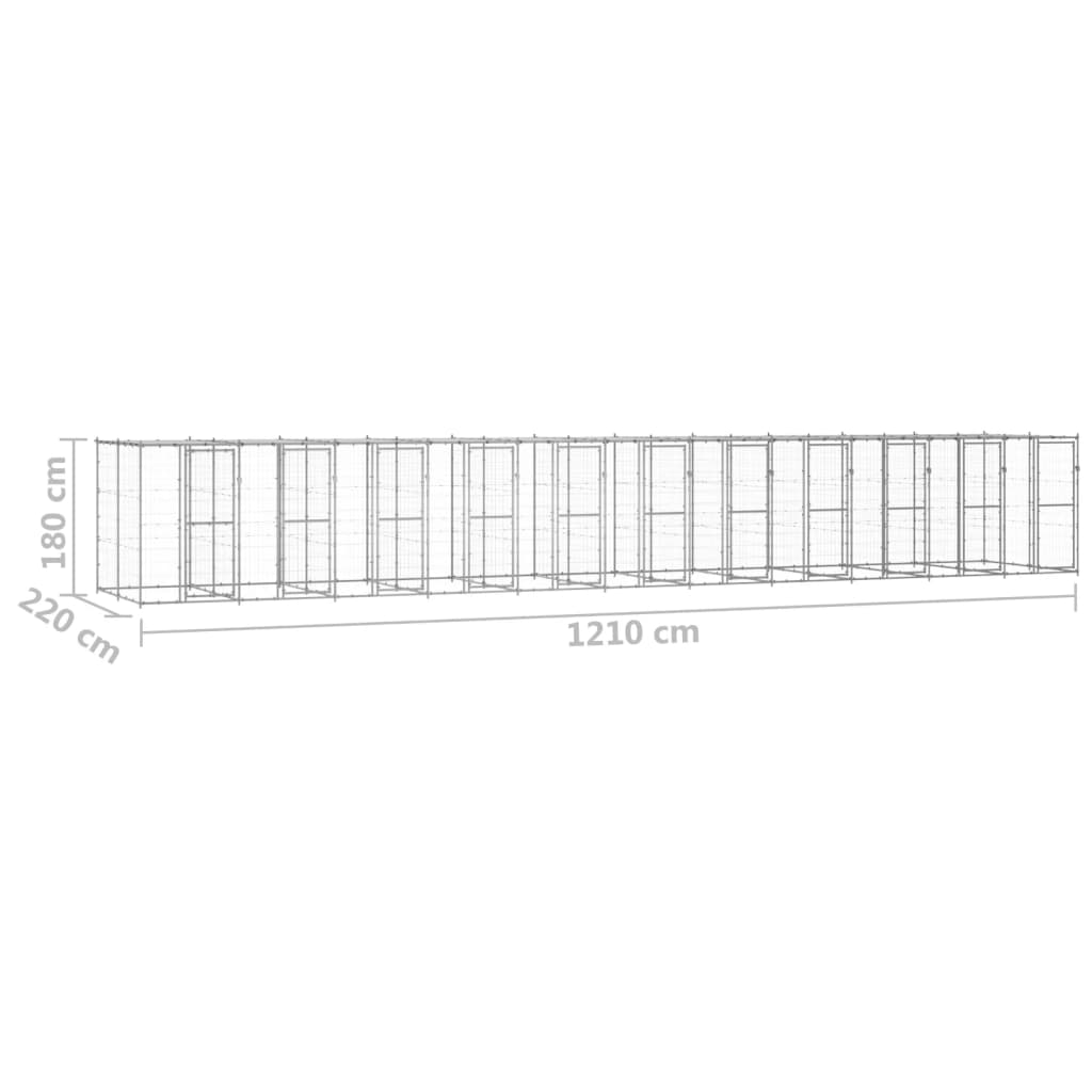 Outdoor Dog Kennel Galvanised Steel with Roof 26.62 m²