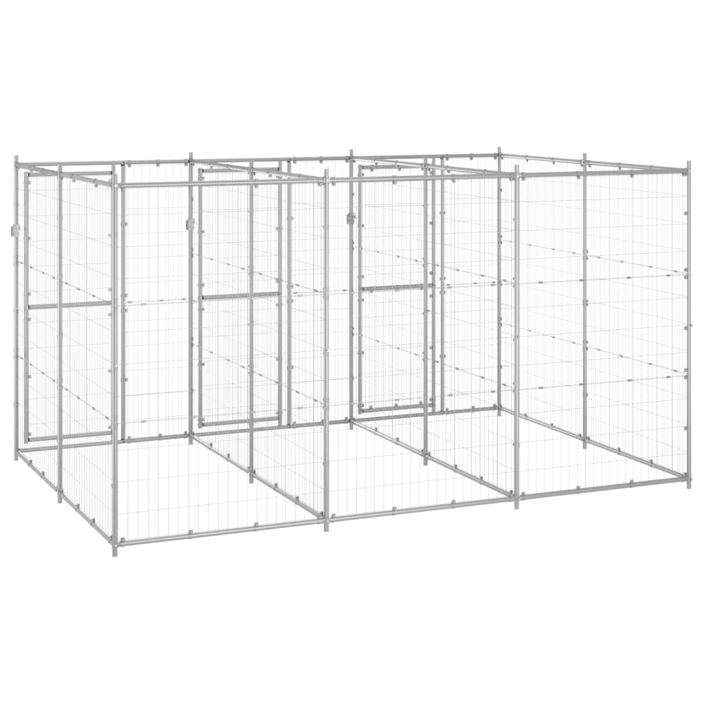 Outdoor Dog Kennel Galvanised Steel 7.26 m²