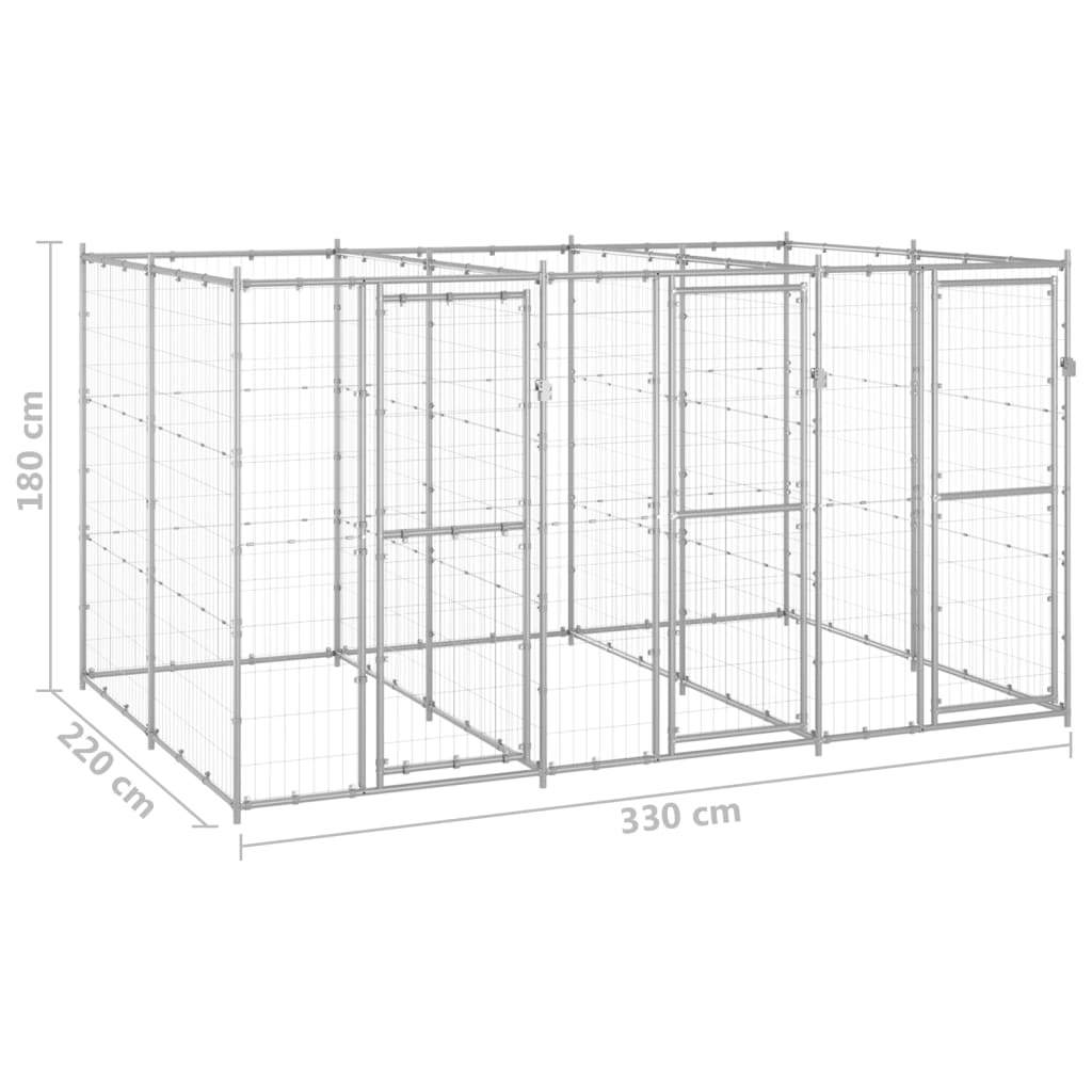 Outdoor Dog Kennel Galvanised Steel 7.26 m²