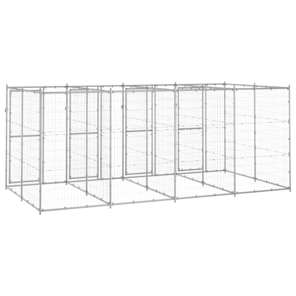 Outdoor Dog Kennel Galvanised Steel 9.68 m²