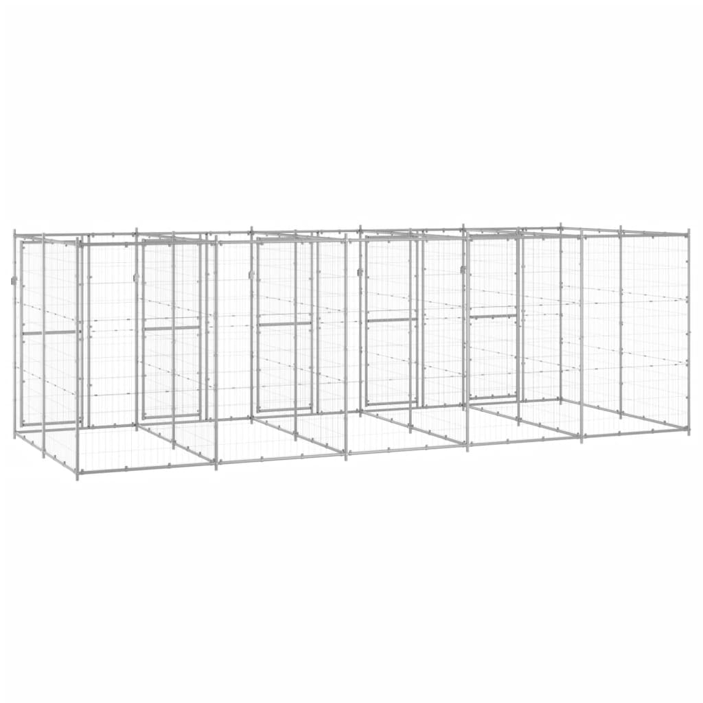 Outdoor Dog Kennel Galvanised Steel 12.1 m²