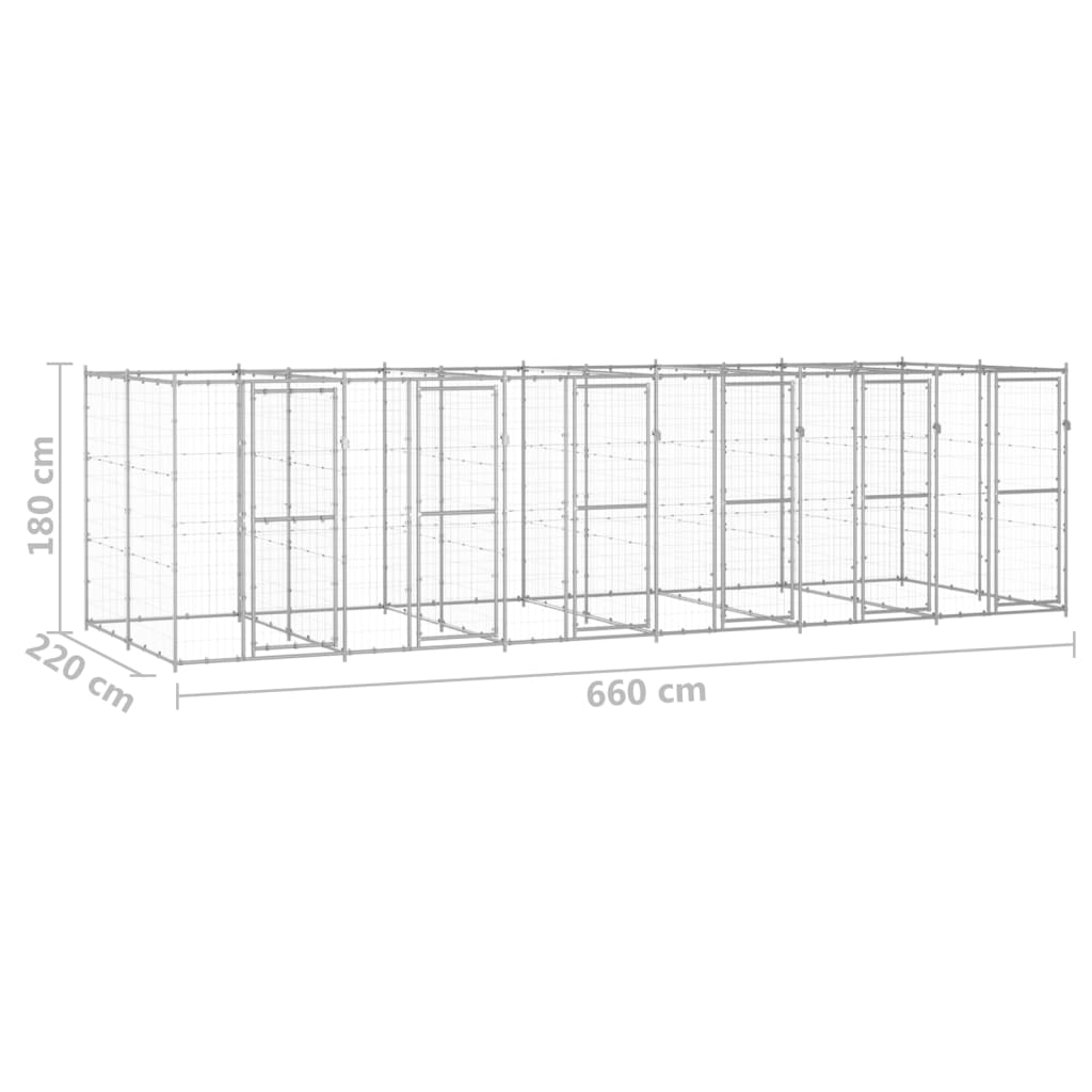 Outdoor Dog Kennel Galvanised Steel 14.52 m²