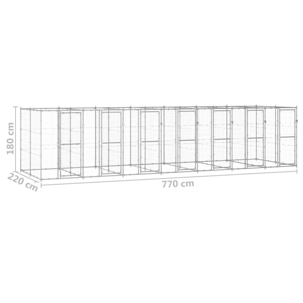 Outdoor Dog Kennel Galvanised Steel 16.94 m²