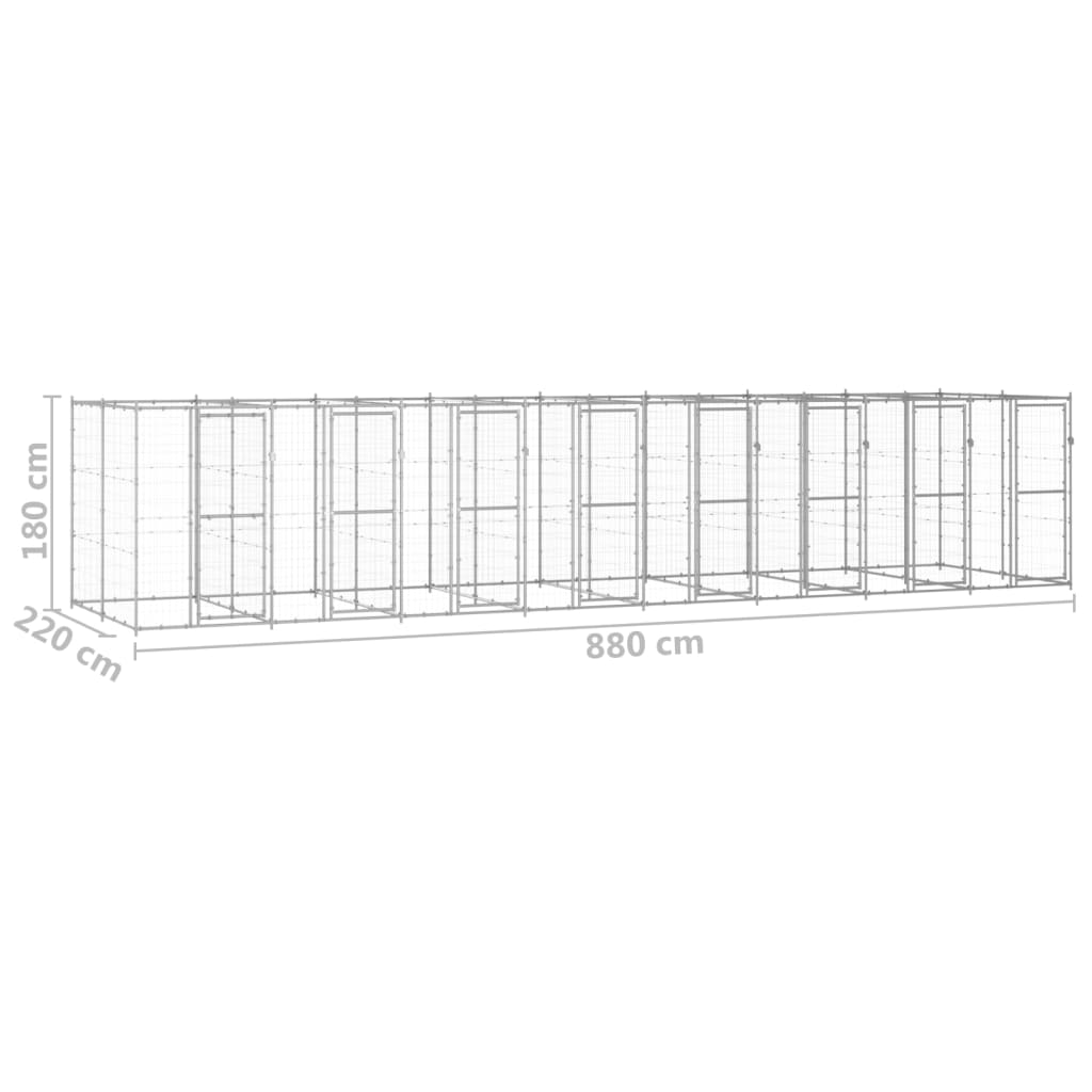 Outdoor Dog Kennel Galvanised Steel 19.36 m²