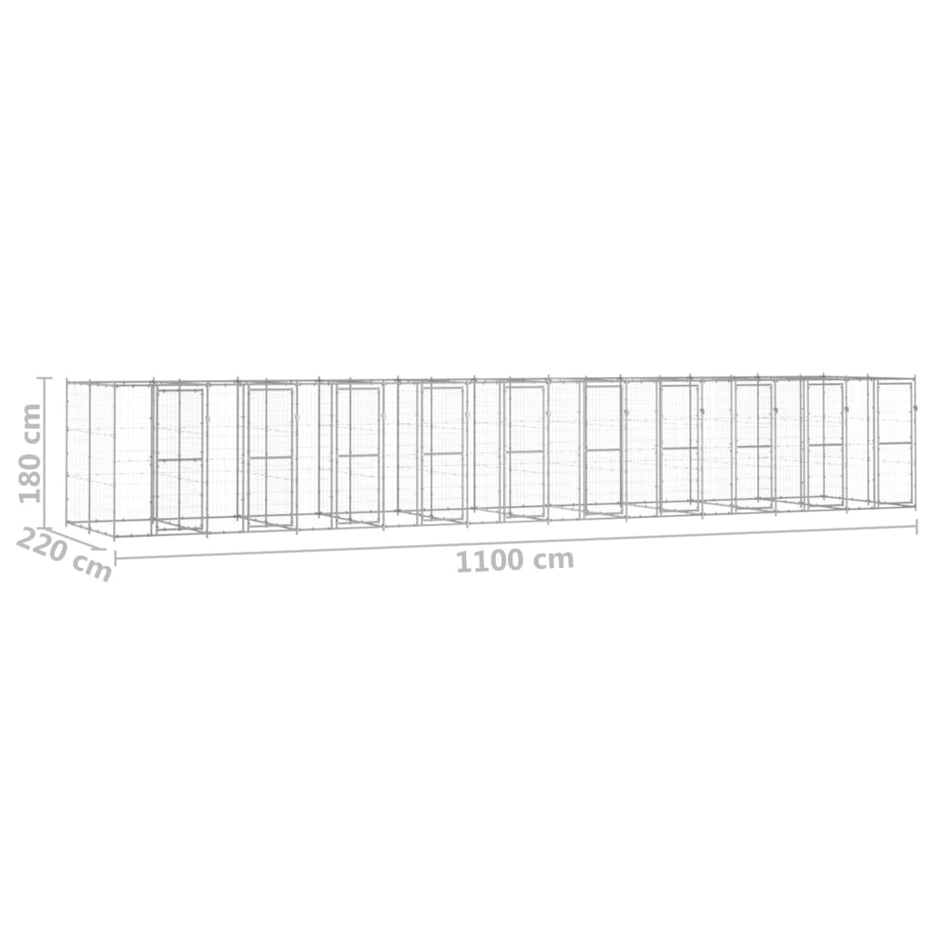 Outdoor Dog Kennel Galvanised Steel 24.2 m²