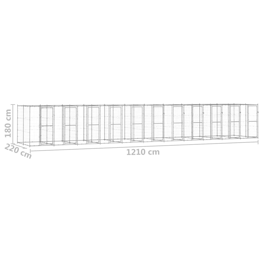 Outdoor Dog Kennel Galvanised Steel 26,62 m²