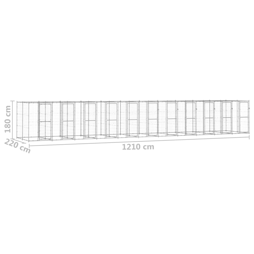 Outdoor Dog Kennel Galvanised Steel 26.62 m²