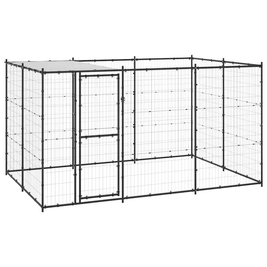 Outdoor Dog Kennel Steel with Roof 7.26 m²