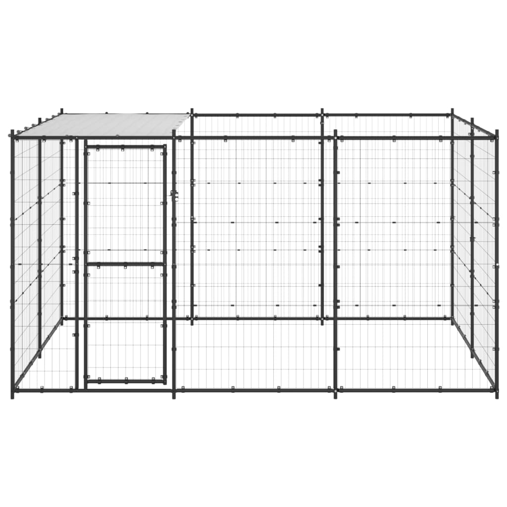 Outdoor Dog Kennel Steel with Roof 7.26 m²