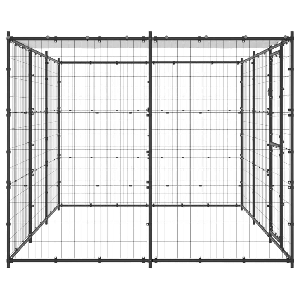 Outdoor Dog Kennel Steel with Roof 7.26 m²