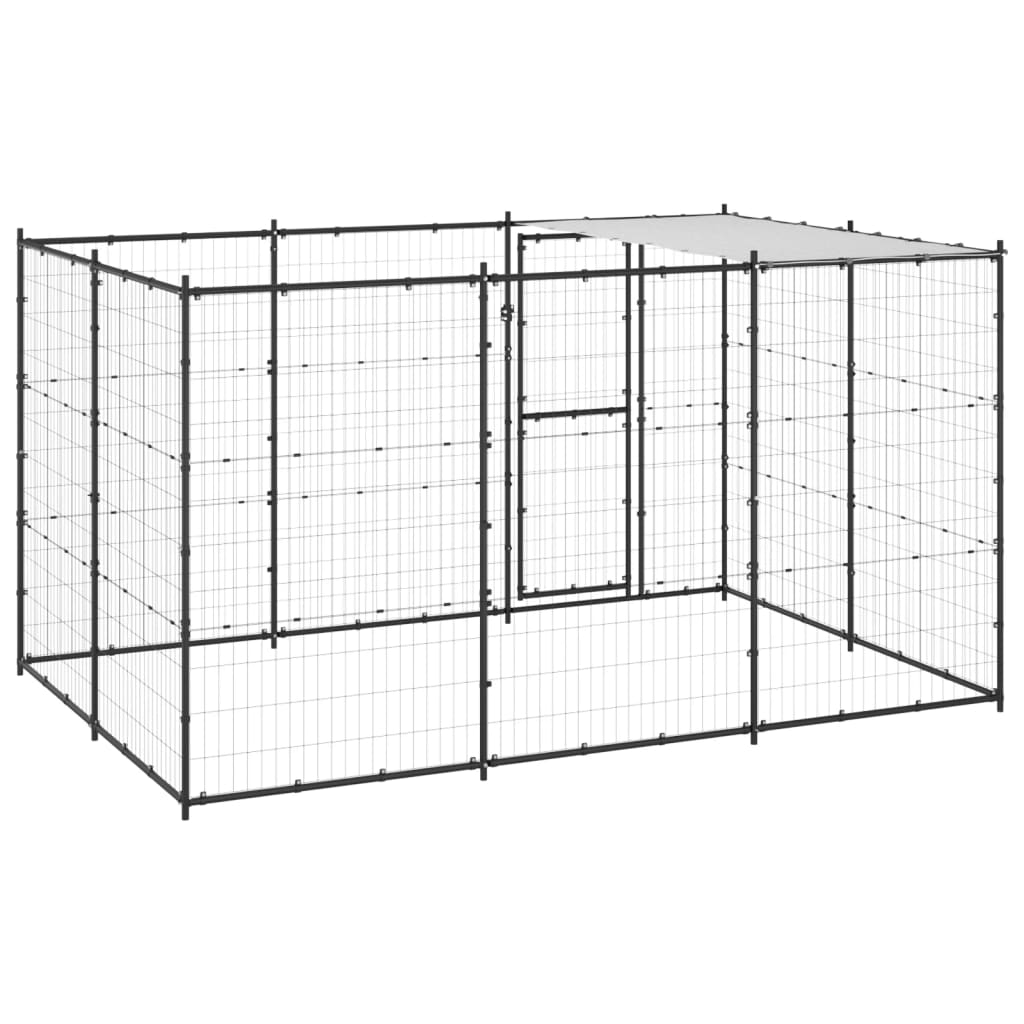 Outdoor Dog Kennel Steel with Roof 7.26 m²