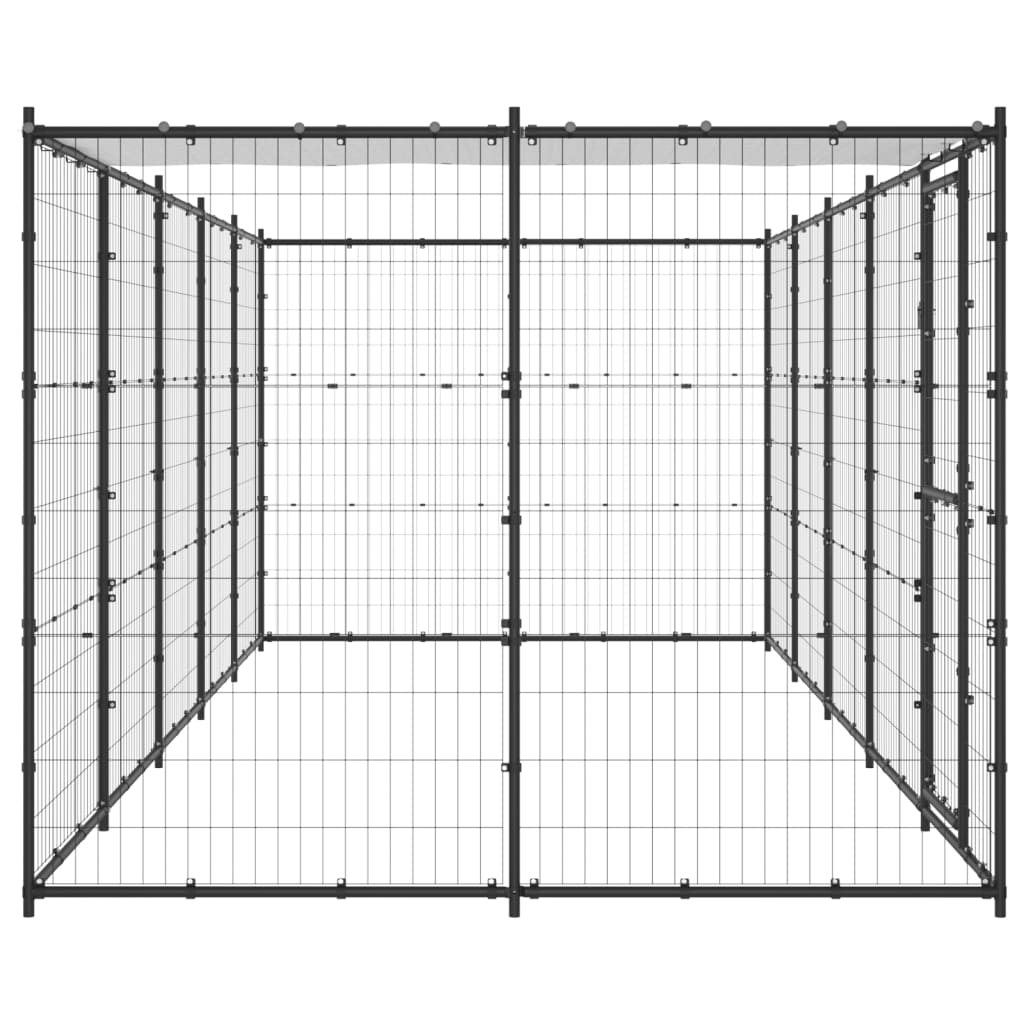 Outdoor Dog Kennel Steel with Roof 12.1 m²