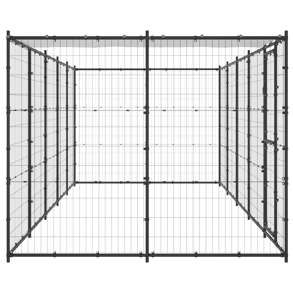 Outdoor Dog Kennel Steel with Roof 12.1 m²