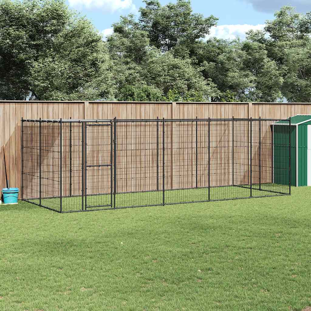 Outdoor Dog Kennel Steel with Roof 12.1 m²