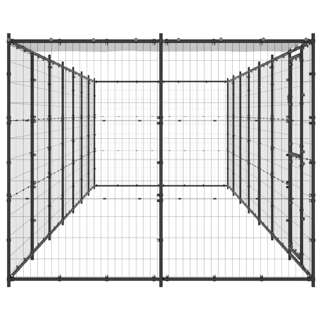 Outdoor Dog Kennel Steel with Roof 16.94 m²