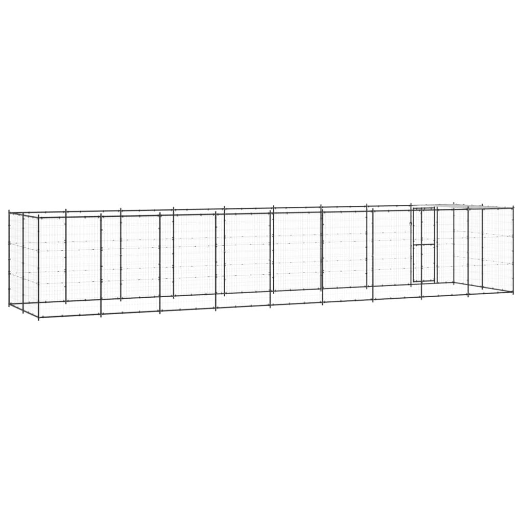 Outdoor Dog Kennel Steel with Roof 21.78 m²