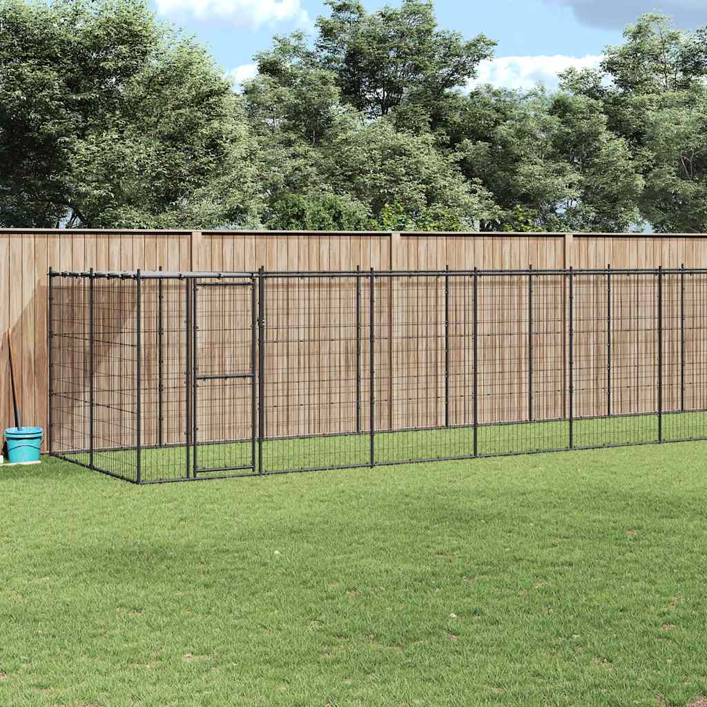 Outdoor Dog Kennel Steel with Roof 21.78 m²