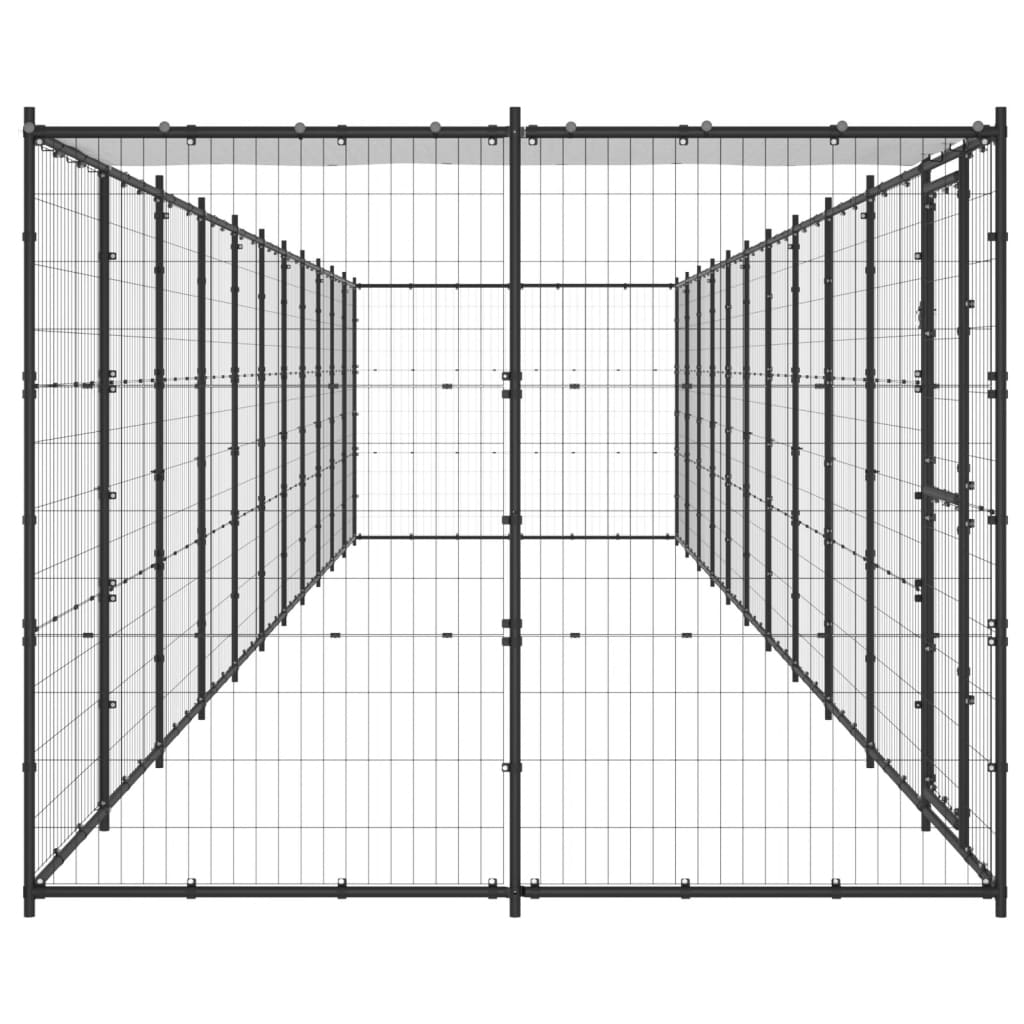 Outdoor Dog Kennel Steel with Roof 26.62 m²