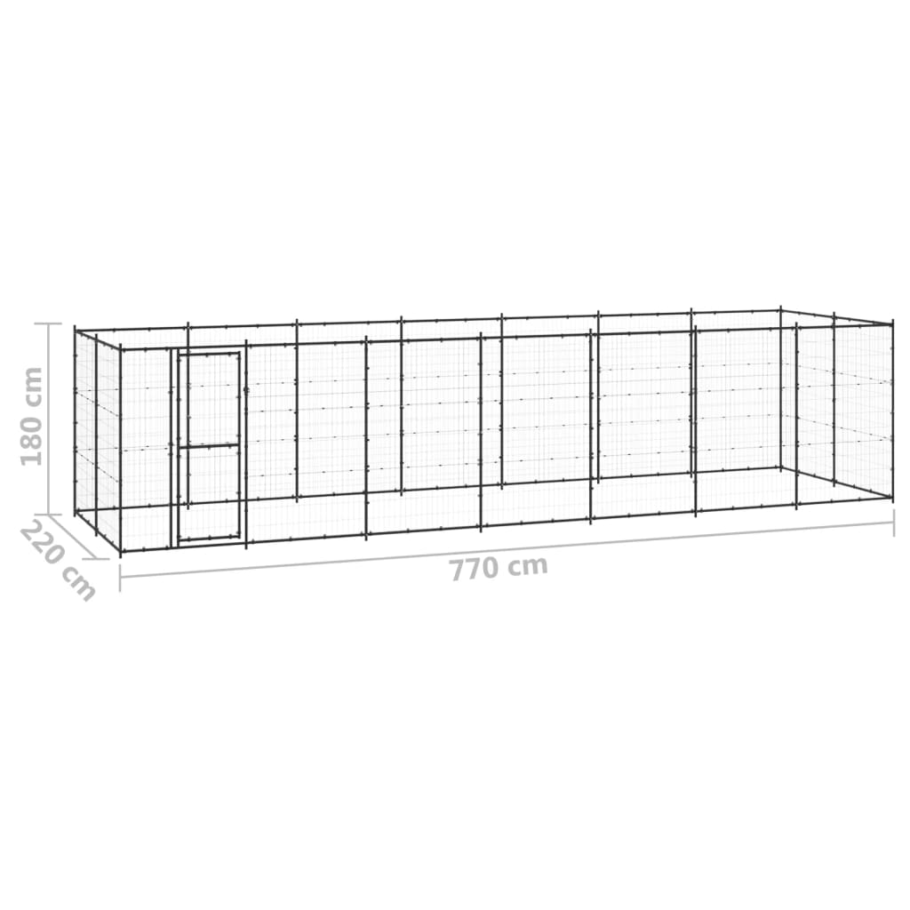 Outdoor Dog Kennel Steel 16.94 m²