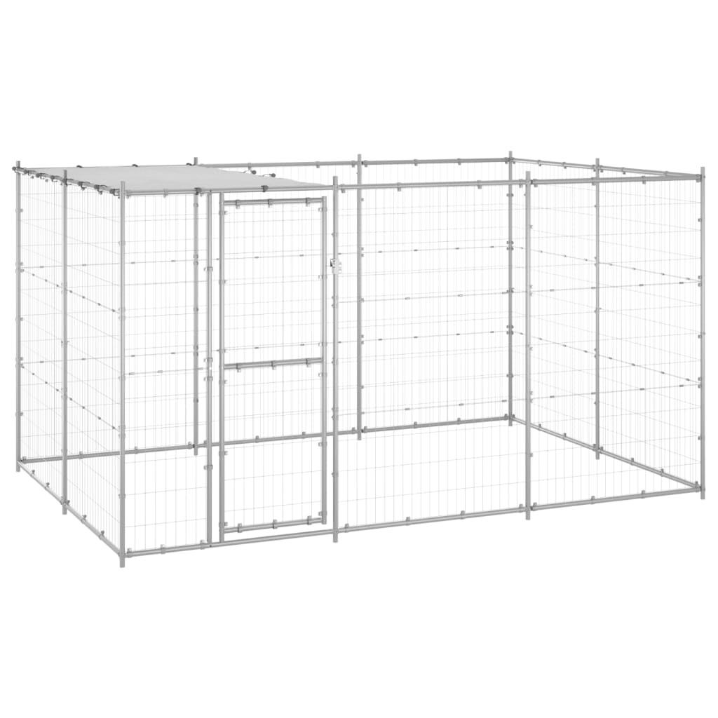 Outdoor Dog Kennel Galvanised Steel with Roof 7.26 m²