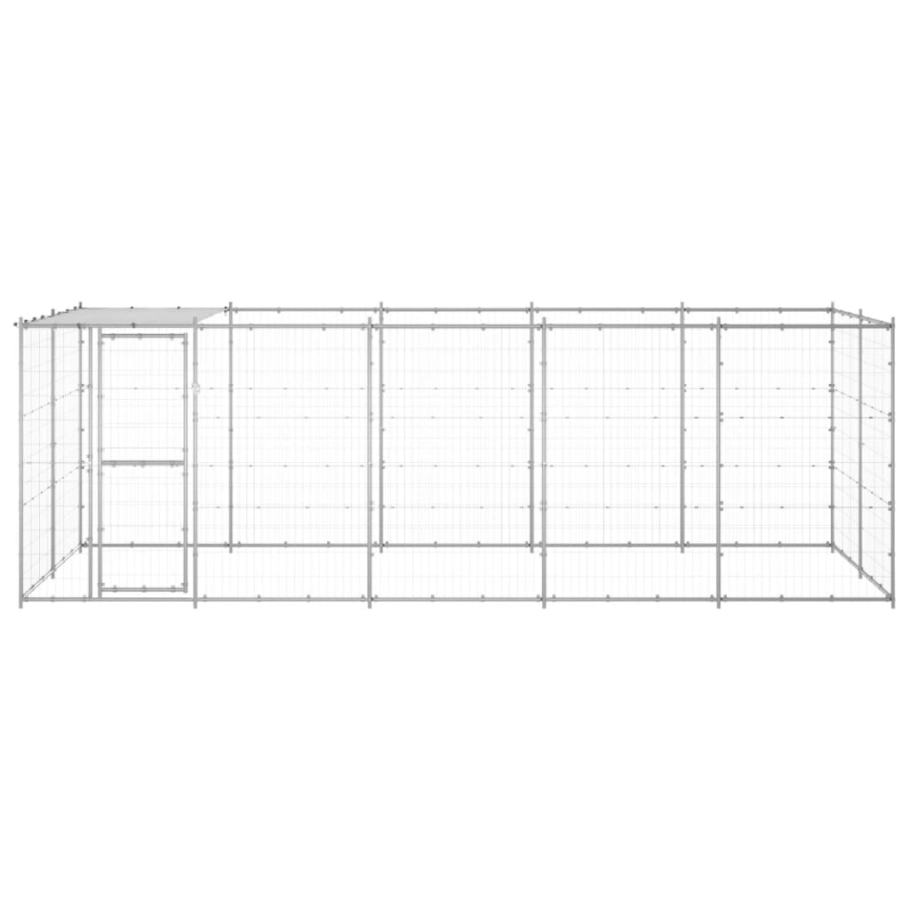 Outdoor Dog Kennel Galvanised Steel with Roof 12.1 m²