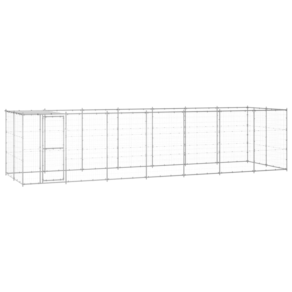 Outdoor Dog Kennel Galvanised Steel with Roof 16.94 m²