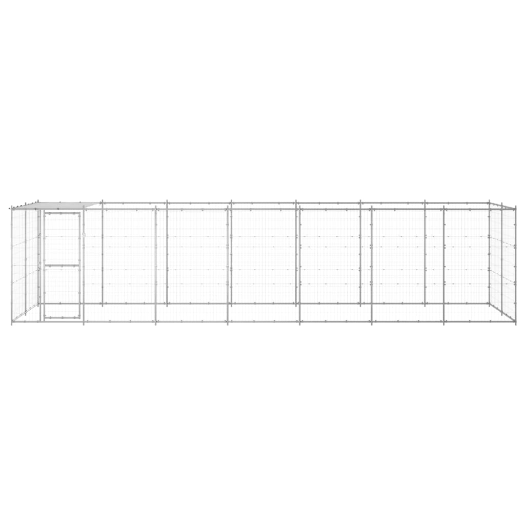 Outdoor Dog Kennel Galvanised Steel with Roof 16.94 m²