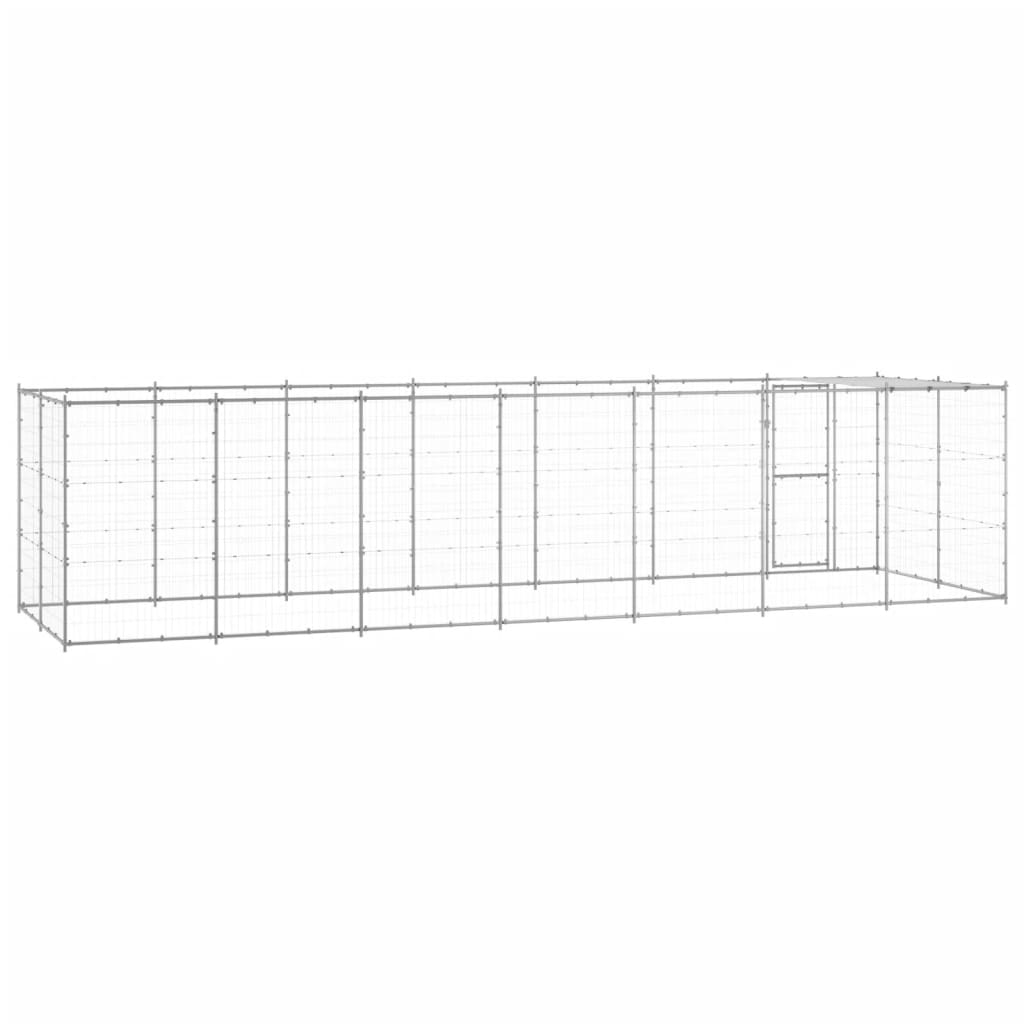 Outdoor Dog Kennel Galvanised Steel with Roof 16.94 m²