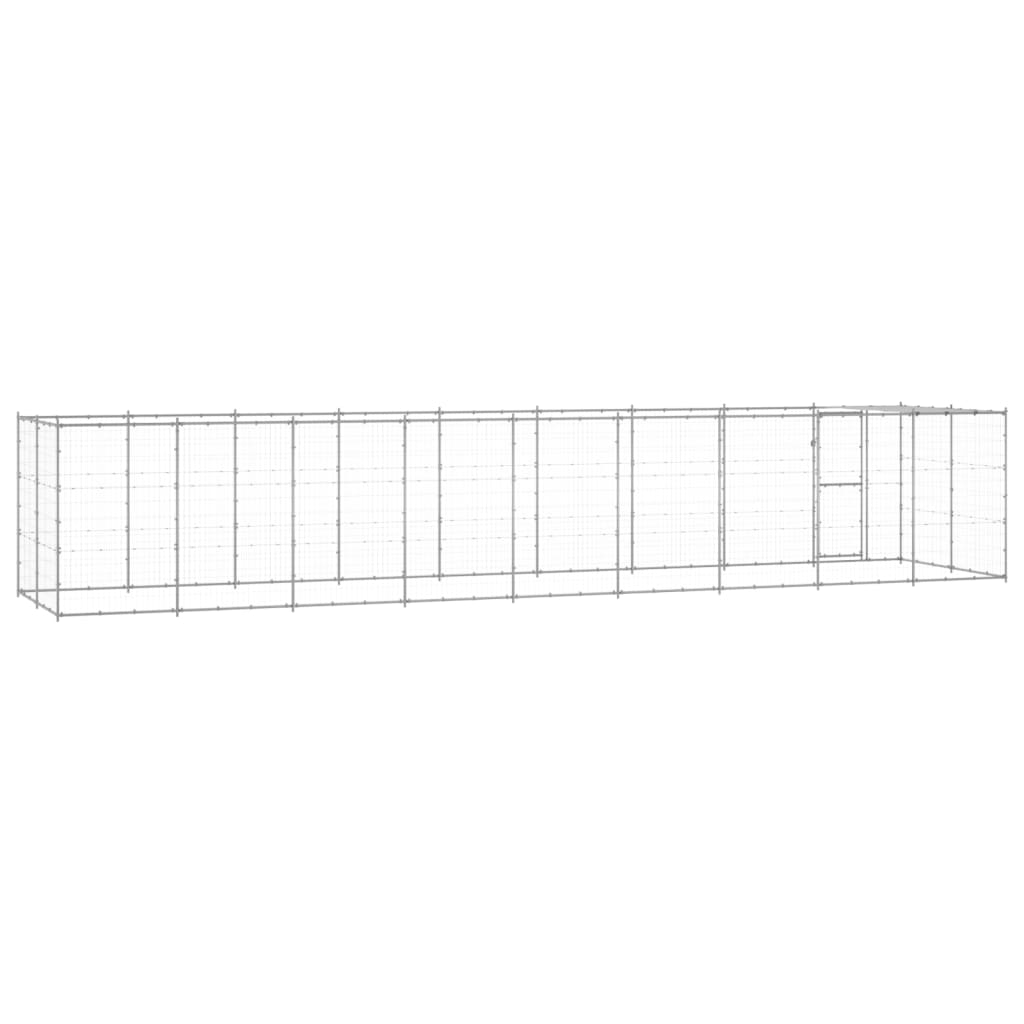 Outdoor Dog Kennel Galvanised Steel with Roof 21.78 m²